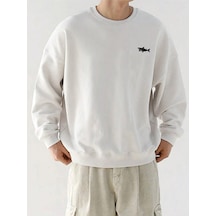 Startmore Shark Graphic Drop Shoulder Sweatshirt Beyaz Beyaz