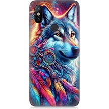 Xiaomi Mi A2 Uyumlu Renkli Tüylerde Kurt Ruhu Desenli Silikon Kılıf Çok Renkli