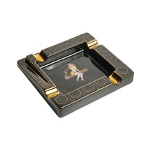 Firebird Cigar Lady Siyah-gold Dörtlü Porselen Puro Küllüğü