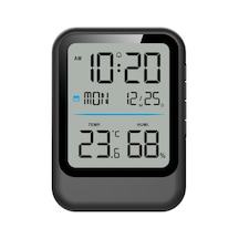 Aubyhe Siyah Dijital Zamanlayıcı - Sicaklık Nem Gösterici, Alarm, Takvim, Uyandırma Fonksiyonu, Led Ekranlı Plastik Masa Saati Pil Dahil Değil