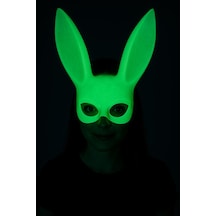 Karanlıkta Parlayan Fosforlu Tavşan Maskesi Glow Bunny Masquerade Maske 32x22 Cm Çok Renkli