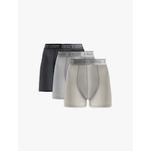 Koton Baskılı Bel Detaylı Pamuklu 3'lü Boxer Seti Gri 5slm90056mk Gri