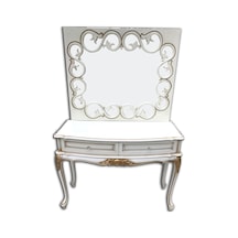 Dresuar ELZEM Klasik BOMBE Model Kayın Aslan Oyma Ayak Parlak Beyaz Altın Varak  porselen kulp El Yapım Beyaz