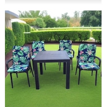 Sandalye Minderi Ve Masa Örtüsü Fermuarlı Lastikli 4'lü 4 Cm Sünger Alt 42x42 Sırt 42x42 Yeşil