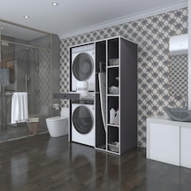 Kenzlife Çamaşır-Kurutma Makinesi Dolabı Gutas Sağ Gri 187 120 60 Çekmeceli Banyo Çok Renkli