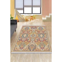 Çok Renkli Vintage Dokuma Pamuk Taban Kaymaz Kilim Klm211n11