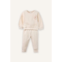 Defacto Aplike 2'li Takım Sweatshirt Eşofman Altı Kız Bebek G8500A526SP