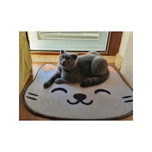 Kedi Desenli Tuvalet / Mama Önü Paspası 50x60 Cm