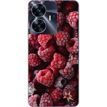Realme C55 Uyumlu Ahududu Frambuaz Baskılı Silikon Kılıf Renkli