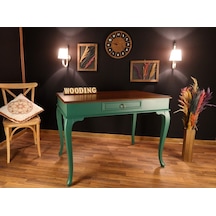 Wooding-Mobilya Wooding 120 Cm Çekmeceli Masif Yeşil Ceviz Çalışma Masası