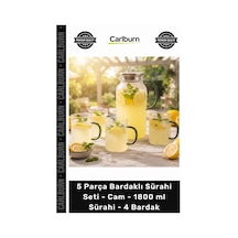 Özel Üretim Şık Yeşil Kulplu Lüks 5 Parça Bardaklı Sürahi Seti Cam 1800 Ml Sürahi 4 Bardak