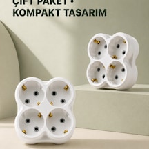 4 Lü Priz Çoğaltıcı 2 Adet Set Kablosuz Duvar Tipi Priz Çoklayıcı Adaptör Diğer