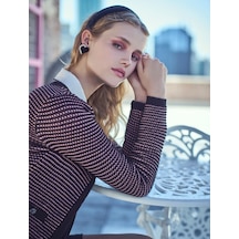 Koton Crop Hırka Örgü U Yaka Düğmeli Cep Detaylı Pembe Desenli 4wak90339ht 4WAK90339HT2D7 Pembe
