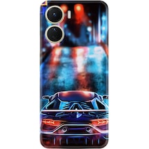Vivo Y16 Kilif Silikon Desen Neon Cars 1724 566401605