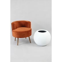 Orta Boy Fiber Saksı Küre Model Beton Dokulu Beyaz