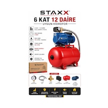 Staxx 5020hpt 50lt Hidrofor 1.5 Hp Jet Su Pompası 6 Bar Bakır Sargılı Sessiz Hidrofor 6 Kat 12 Daire