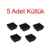 5 Adet Küllük, Izgara Küllük Siyah Melamin, Kül Tablası Plastik Sarı Kare