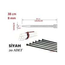 20 Adet Pemsan 38Cm X 8Mm Plastik Cırt Kelepçe Siyah