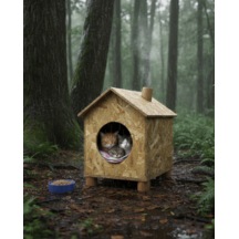 Reyo Kedi Evi Dış Ortam Uygun Ahşap Kedi Evi Osb 43x40x37 Cm - Cat14