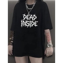 Kadın T-shirt Bisiklet Yaka Oversize Kısa Kollu Tişört - Siyah
