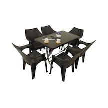Mandella Zeugma 70x120 Katlanır Ayak 6 Kişilik Polo Koltuk Masa Takımı Kahverengi Çok Renkli