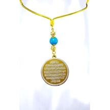 Çiçek Turkuaz Doğal Taşlı Gold Çelik Çift Taraflı Ayetel Kürsi/ N