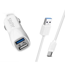 Auris Cr03 3.4a Type C Kablolu Araç Şarj Cihazı Set Oto Çakmaklık