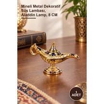 1 Adet Mineli Metal Alaatın Lambası Mineli Metal Dekoratif Süs Lambası, Aladdin Lamp, 8 Cm