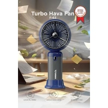 Şarjlı El Vantilatörü Turbo Hava Akışlı 6 Kademeli Taşınabilir Masa Fanı F63 Lacivert