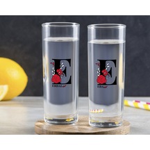 Kişiye Özel Renkli Baskılı Harfli İkili Vodka Bardağı-6