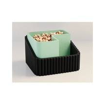 Alvera Fıstık Kasesi 3d Baskı Çift Hazneli Kabuk Ayırıcı Sunum Kasesi - Siyah Mint Mint Yeşili