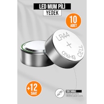 10 Adet - Yedek Pil Pilli Ledli Mumlar Için +12 Saat Giden Yeni Ek Lr44 Düğme Ag13 Batarya