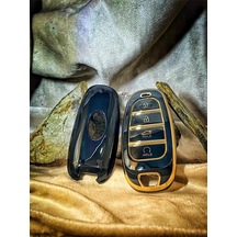 Gma Keys Lüx Hyundai 2021-22 Yeni Tucson Santa Fe Nano Anahtar Kılıfı Siyah Gold Renk