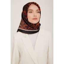 Armine Sura İpek Eşarp Siyah, Kahverengi, Taba 8837-s01