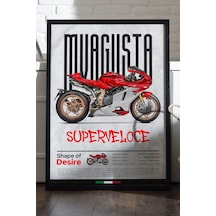 Mv Agusta Superveloce Siyah Ahşap Çerçeveli Poster, Dekoratif Motosiklet Duvar Tablosu