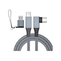 Reedark Vr Bağlantı Kablosu 5m Gümüş-gri Örgülü C-c+ Adaptörlü 5gbps Veri Transferi Bakır Çekirdekli