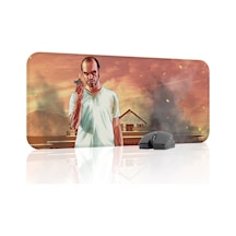 Gta 5 Kaymaz Dikişli Kauçuk Oyuncu Mousepad V3 - 70x30 Xl Gaming Mouse Pad Fare Altlığı