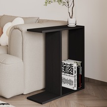 Lotus Modern Yan Sehpa Kitaplıklı Ve Dekoratif Tasarım Ahşap Siyah