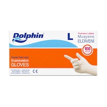 Dolphin Pudrasız Lateks Muayene Eldiveni L Beden 100 Adet