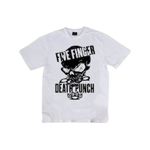 Stoned&Fame Unisex Beyaz Five Finger Death Punch Baskılı T-shirt Beyaz