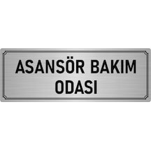 Metal Yönlendirme Levhası, Departman Kapı İsimliği Asansör Bakım Odası 10x20 cm Gümüş Renk