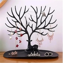 Geyik Tasarımlı Takı Standı Yüzük Küpe Kolye Askılığı Mücevher Organizer Siyah 100