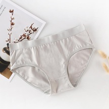 Gri Düz Renk Dikişsiz Nefes Alabilir Ve Rahat Orta Bel Saf Pamuklu Iç Çamaşırı Kadın Orta Bel Büyük Boy Alt Külot Gri