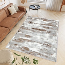 Rovigo Home Dijital Baskı Yıkanabilir Kaymaz Taban Salon Halısı Rvg0412 Kahverengi