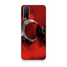Vivo Y20 Uyumlu Silikon Kılıf Türk Bayrağı Ve Kurt