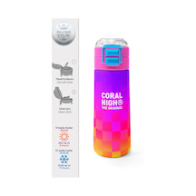 Coral High Kids Neon Renkli Dama Desenli Pipetli Ve Direkt İçim Çelik Termos 500 Ml 38103 Pembe