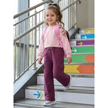 Civil Girls Civil Kız Çocuk Kargo Cepli Pantolon Gabardin Okul Kreş Ve Günlük Kullanım - Lila Mürdüm