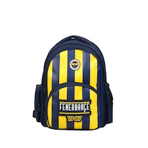 Fenerbahçe Lisanslı Çubuklu Okul Çantası - 3 Bölmeli Suni Deri Panelli Konforlu Sırt Çantası Çok Renkli