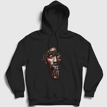 Presmono Unisex Thorns Tupac Shakur Kapüşonlu Sweatshirt Siyah