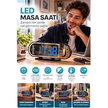 Tr Modern Dijital Led Masa Saati Alarm Özellikli 12 24 Saat Seçenekli Sıcaklık Göstergeli Ekran Diğer